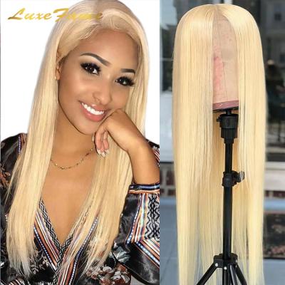 China Wholesale Raw Silky Straight Wave Headband 613 Lace Wigs, Honey Blonde 28 Inch 613 Cuticle Aligned Lace Front Wigs, Pre Plucked 613 Lace Frontal Wigs for sale