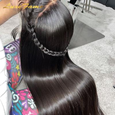 China Straight Virgin Pre Plucked Transparent Full Lace Wig, Unprocessed Lace Front Wig, Raw Virgin Straight Human Ready To Board Lace Front Wig for sale