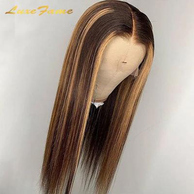 China High Quality Straight Women Color Lace Up Feont Wig, Human Hair Factory P4/27 Hd Lace Frontal Wig, Wholesale 5x5 Color Closure Wig for sale