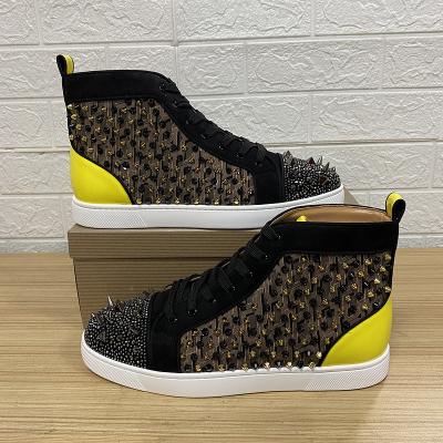 China Fashion Trend Wholesale Black With Spikes Brand Red Bottom Men Genuine Leather Famous Brands Shoes For Women Luxury Designer Sneakers for sale