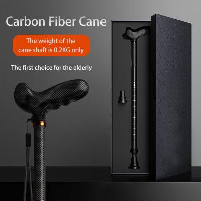 China fashion & Portable & Factory Size Ultra Light Lightweight Durable Carbon Fiber Adjustable Cane Walk Stick For Elderly for sale