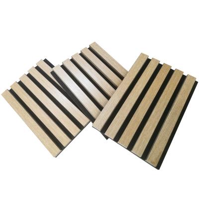 China Wooden Black Decorative MDF Sound Absorbing Panel Decoration Akupanel Veneer Slat Interior Wall Panel for sale