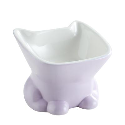 China Automatic Pet Bowls Ceramic Protect Neck Vertebra Cat Bowl Inclined Pet Ceramic Cute Anti-tipping Ceramic Bowl for sale