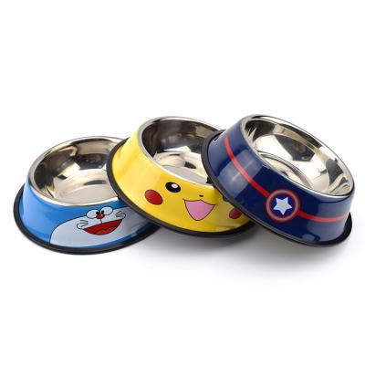 China Dropshipping Dog Cat Bowl Cartoon Stainless Steel Dog Food Bowl Pet Bowl Viable Feeder for sale