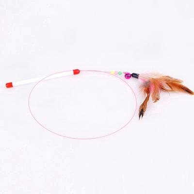 China New Viable Wire Cat Stick With Feather Bell Cat Stick Metal Pet Toys for sale