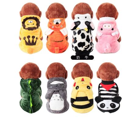 China Cow Cartoon Viable Coral Fleece Single Layer Pet Clothes For Autumn And Winter Dog Clothes for sale