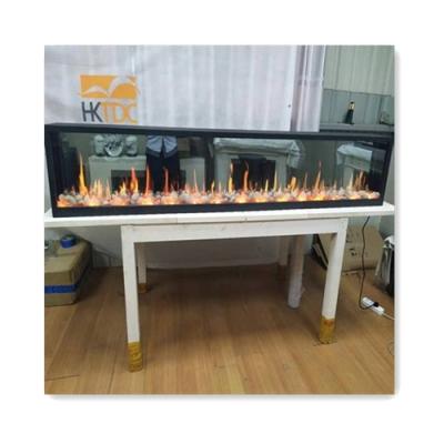 China Hotel OEM Customized Sequence Cobblestones Four Screen Video Flame Artificial Electric Fireplace With Video Crackling Burning Sound for sale