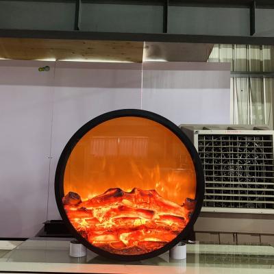 China Hot Sale Modern Luxury Customized High Quality Decorative Round Inserted Led Electric Fireplace for sale