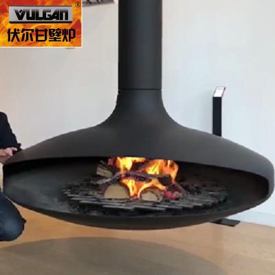 China 3D Flame 800 MM Real Fire 360 ​​Rotating Luxury Hanging Fireplace for sale