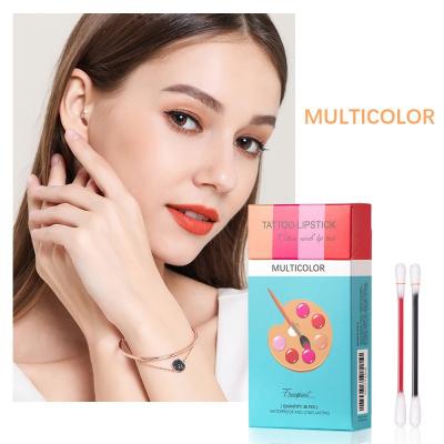 China Waterproof 5 Colors Lip Tattoo Lipstick Q-tip Cigarette Cotton Pad Waterproof Durable Non-Stick Lipstick for sale