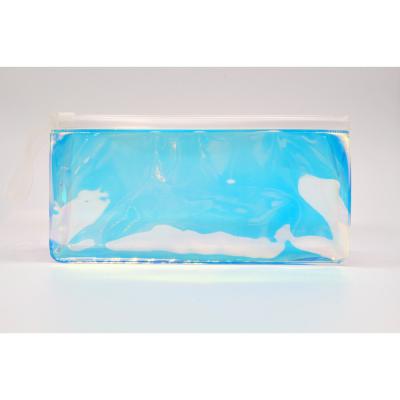 China Fashion Square Vinyl Fancy Clear Printed Holographic Makeup Cosmetic Bag for sale