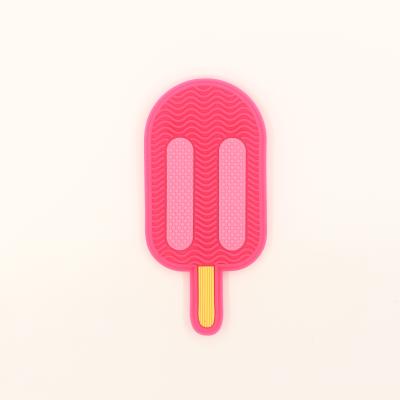 China High Quality Quick Clean Silicone Ice Shape Silicone Brush Cleaner Cute Colorful Eyeshadow Makeup Brush Pad for sale