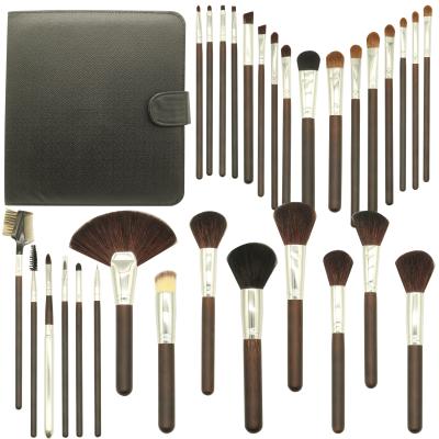 China Professional Face Makeup Brush Holder Bookcase Brush Album 30Pcs Animal Hair Wooden Handle for sale