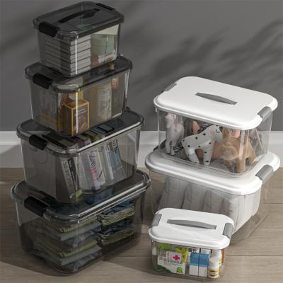 China 2021 Wholesale Hot Sale High Quality Viable Household Plastic Storage Box Stackable Sundries Organizer With A Lid for sale