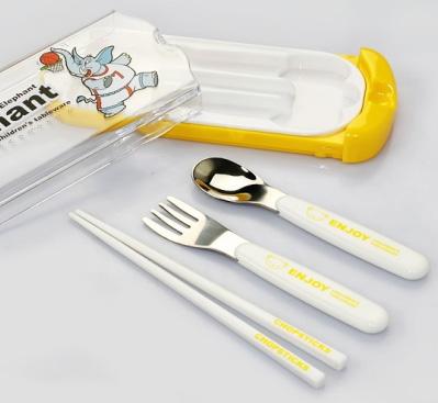 China Lovely Kids Sustainable Reusable Stainless Steel Travel Portable Cutlery Set With Case for sale