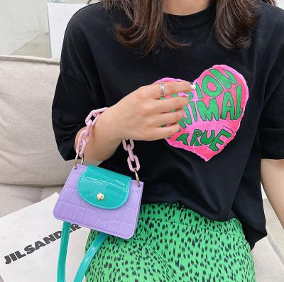 China Fashionalbe Women Candy Color Jelly Hand Bag Small Square Purses Bag PVC Mini Shoulder Bag for sale