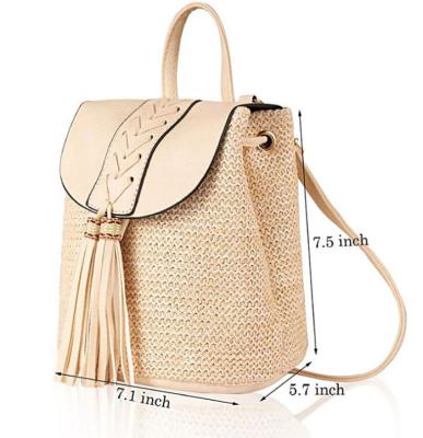 China High Quality Lightweight Summer Girl Where Backpacks Travel Bags Hawaii Women's Beach Straw Backpack for sale