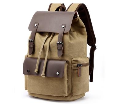 China Retro Vintage Style Man Canvas Leather Backpack Waterproof Rucksack Custom Made For Men for sale