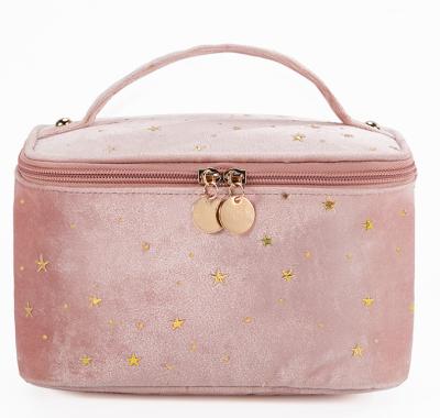 China New Amazon Ladies Fashion Flannel Portable Cosmetic Case Travel Toiletry Bag Velvet Cosmetic Storage Bag for sale