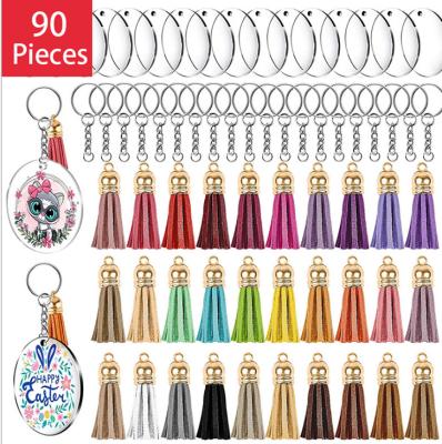 China Customized Fashionable Personalized Sublimation Vinyl Tassel DIY Blank Key Chain Set Acrylic Monogram Key Chain for sale