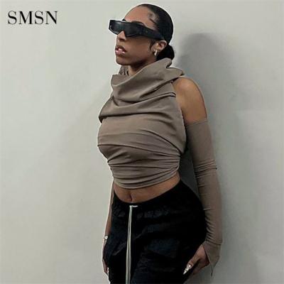 China Latest Designer Anti-pilling Solid Off Shoulder Sleeve Ladies Hoodies Single Long Sweatshirt Woman Tops Spring Fashionable Clothes 2022 for sale