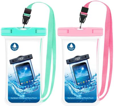 China Stereoscopic Waterproof Bag Phone Bag IPX8 Bottom Water Cell Phone Pouch For SIP Or Beach Bathing Dry Bag With Three-dimensional Lanyard for sale