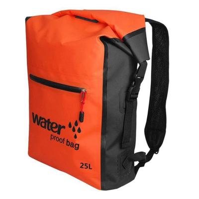 China Waterproof Dry Bag Backpack 25L Waterproof Swimming Backpack For Outdoor Boating Rafting Kayaking Drifting Orange for sale