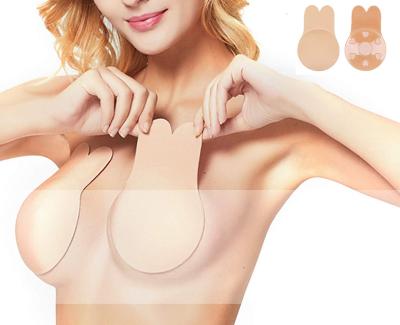 China Breathable Self-adhesive Rabbit Ear Chest Lift Breast Paste To Prevent Sagging Chest Lift To Stick No Shoulder Strap Rabbit Lift Up Bra for sale