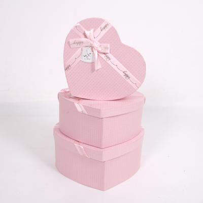 China 56321 Wholesale Luxury 3 PCS Heart Box Handmade Set With Silk Ribbon for sale