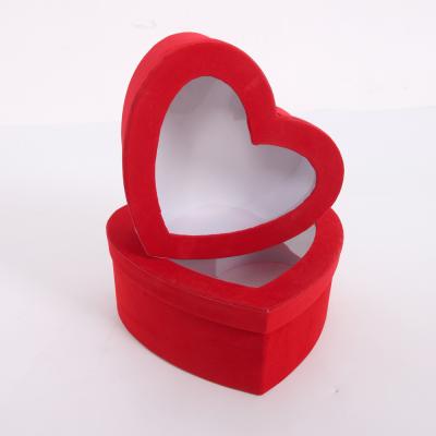 China 2019 Handmade Velvet Love Heart Shape Flower Box With PVC Window for sale