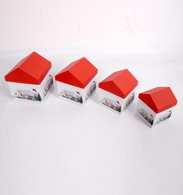 China Recycled Materials 4011 Christmas House Shape Box For Gift for sale