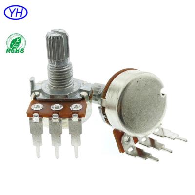 China Audio vertical strip 3 pin16mm single rotary volume control 10k linear potentiometer carbon film for sale