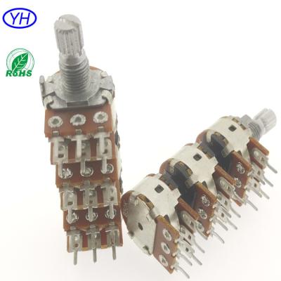 China 16mm 50K 100k ohm 6 band 18 pins carbon film audio potentiometer R1660G-XA1-B50K for sale