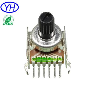 China Gold Tape 12MM Gold Supplier Carbon Film Insulation Audio Shaft Single 6 Pin Rotary Potentiometer for sale