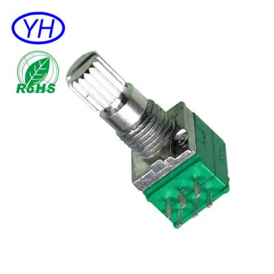 China 9mm Carbon Film 6 Pins Rotary Dual Band a20k b203 10k 100k Horizontal PCB Mount Potentiometer Audio Customized New Product for sale