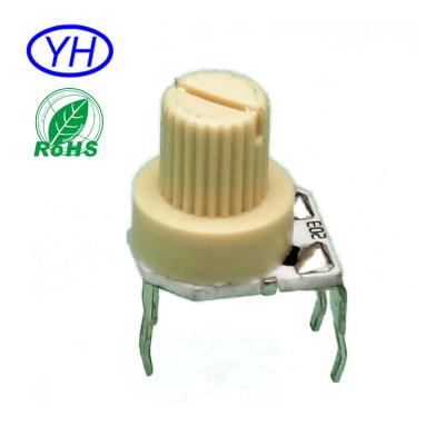 China Audio Pins 8mm Spain Audio Ceramic Yellow Trimmer Film 3 Knob Custom Potentiometers 100k 200k for sale