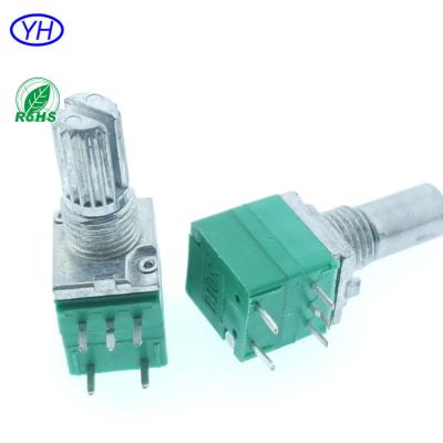 China Factory Price 9mm 10K 100k Carbon Film Audio Horizontal Linear Band 5 Single Pins Rotary Potentiometer With Switch for sale