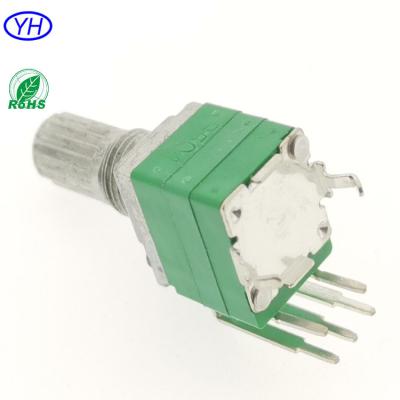 China New and Original Customized 9mm Vertical PCB Mount 1k 5k 10k 20k 50k 100k Audio Rotary Potentiometers With Rotary On Off Switch for sale