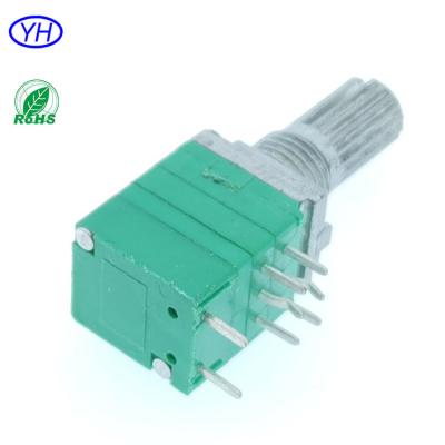 China OEM Customized 9mm 5k 10k 50K 100k Dual Horizontal Rotary Potentiometer With Switch R0920S-XA1-B5K for sale