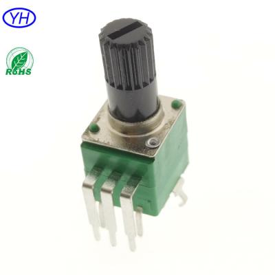 China Free Samples Good Quality 10k 50k 100k Carbon Film 5 Pins 9mm Linear Plastic Shaft Audio Potentiometer Vertical Rotary Switch wtich Switch for sale