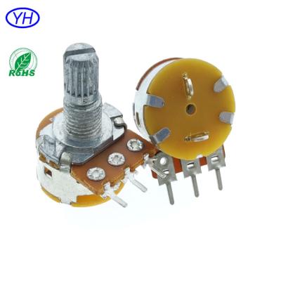 China Free Samples 5 Pins b10k b50k B100K Carbon Film 16mm Audio Linear Rotary Potentiometer With On Off Switch Voltage Control for sale