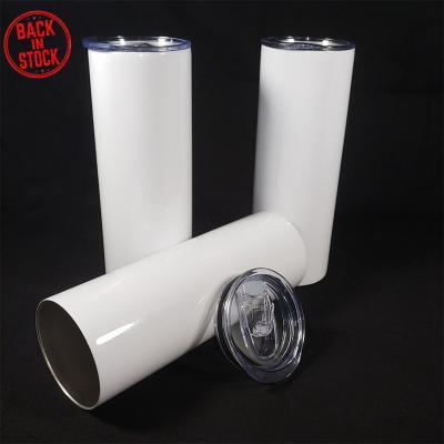 China Viable ready to ship S002 600ml 20oz factory wholesale white water bottle sublimation straight tumblers for sale