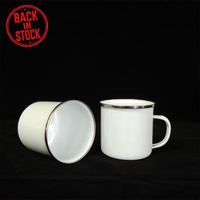 China Sustainable Ready To Ship S017 Sublimation Blanks White Enamel Mug For Christmas Thanksgiving Mother s Day Father s Day for sale