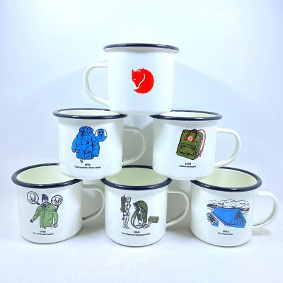 China 2020 Sustainable Custom Small Maker Coffee Enamel Metal Mug With Print for sale