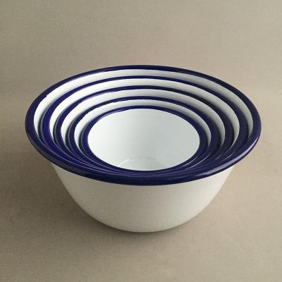 China Hot Selling 5pcs Disposable Certificated Camping Sealed Enamel Noodle Bowl Set for sale