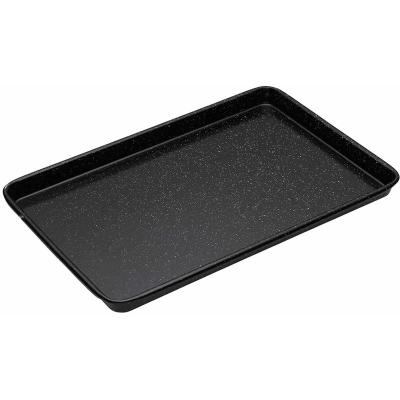 China Meat Cookie Bread Chocolate Pizza Sushi Snacks Sustainable Ceramic Glazed Metal Steel Tray With Drip Pan for sale