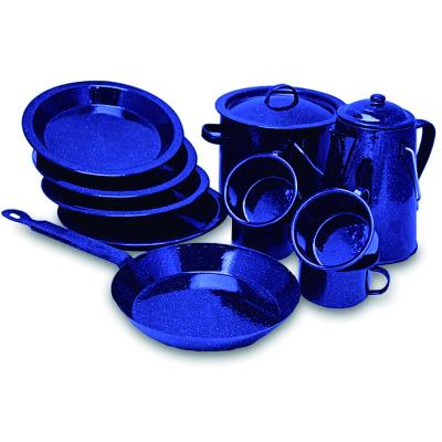 China Viable CHL certificated kitchenware enamel metal cast iron dinnerware camping casserole pot set steel for sale