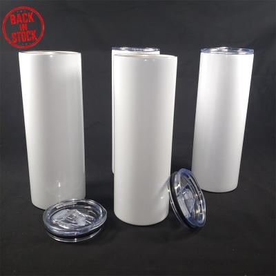 China Viable Ready To Ship S002 Total 20oz 600ml Upright Glossy White Blank DIY Insulated Lean Tumbler For Sublimation for sale