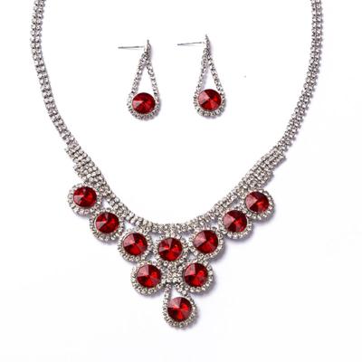 China CLASSIC Vintage Crystal Diamond Rhinestone Jewelry Statement Necklace Dangle Drop Earrings Set Wedding Bridal Jewelry Sets For Women for sale