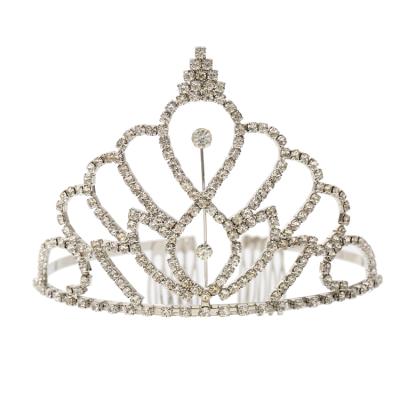 China Wholesale Fashionable Elegant Princess Crown Headband Queen Crystal Rhinestone Crown Tiaras Elegant With Comb Pageant Prom Headpieces For Women for sale